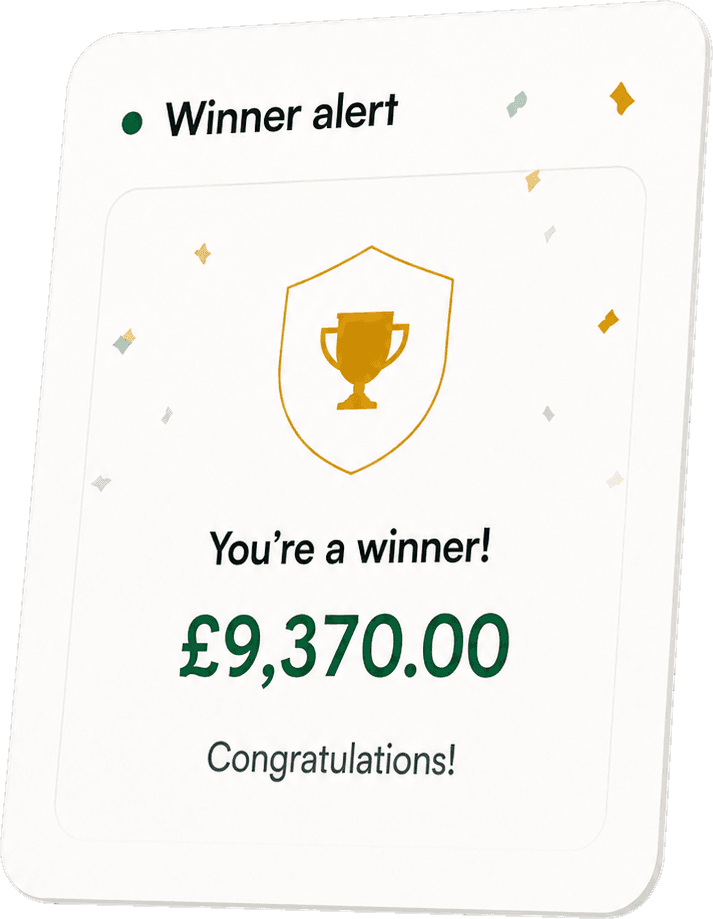Winner alert: you're a winner, £9,370.00