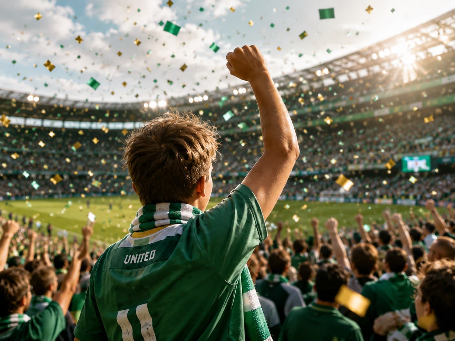 Young fan celebrating